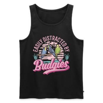 Easily distracted by Budgies Budgie - Men's Premium Organic Tank Top - black - Front - AI Model Male 178 light (178cm)