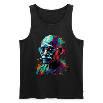 Nobel Peace Prize Laureate Mahatma Gandhi Gift - Men's Premium Organic Tank Top - black - Front - AI Model Male 178 light (178cm)