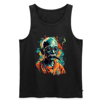 Nobel Peace Prize Laureate Mahatma Gandhi Gift - Men's Premium Organic Tank Top - black - Front - AI Model Male 178 light (178cm)