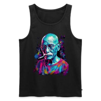 Nobel Peace Prize laureate Mahatma Gandhi - Men's Premium Organic Tank Top - black - Front - AI Model Male 178 light (178cm)