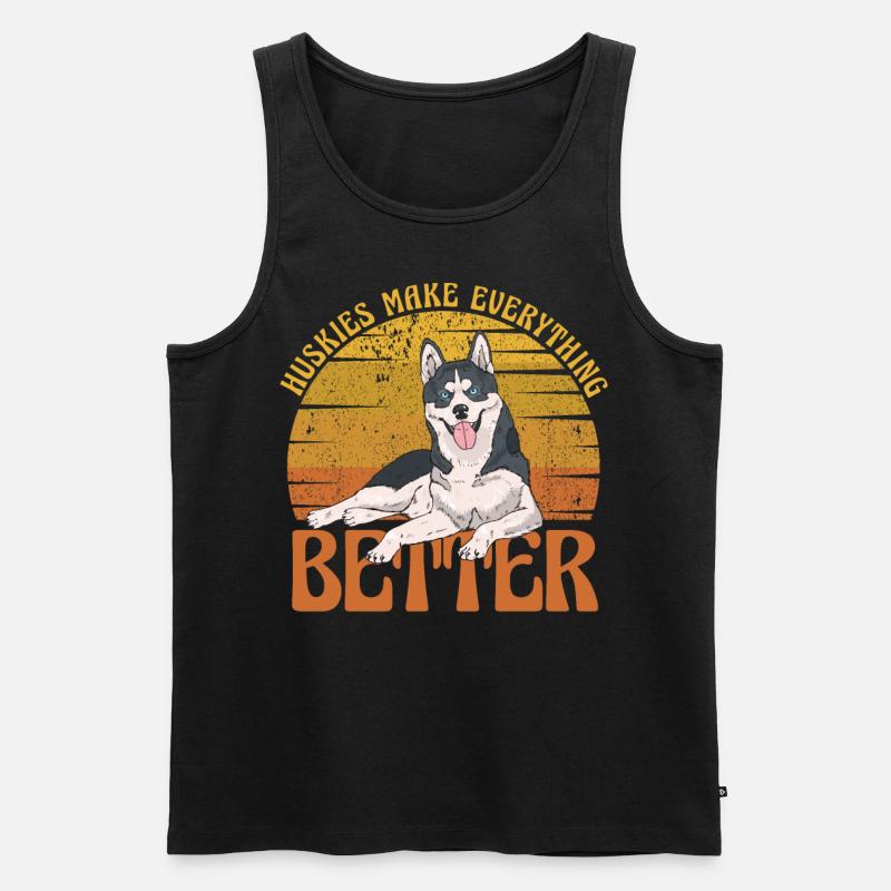 Huskies make everything better - Männer Premium Bio Tank Top - Schwarz