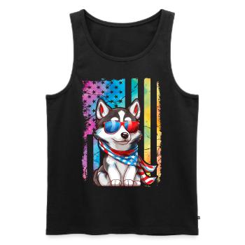 Husky USA - Männer Premium Bio Tank Top - Schwarz - Vorne - Michal (187cm)