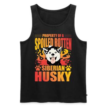 Propriété d’un husky sibérien pourri gâté - Débardeur bio Premium Homme - noir - Devant - Michal (187cm)