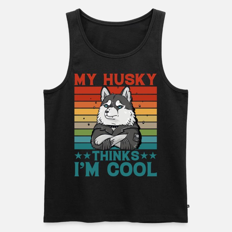 My Husky thinks I'm cool - Männer Premium Bio Tank Top - Schwarz