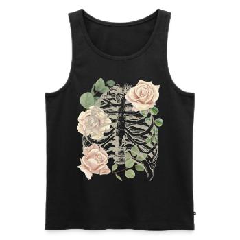 Vintage Skeleton with Roses, Gothic Revival - Men's Premium Organic Tank Top - black - Front - AI Model Male 178 light (178cm)