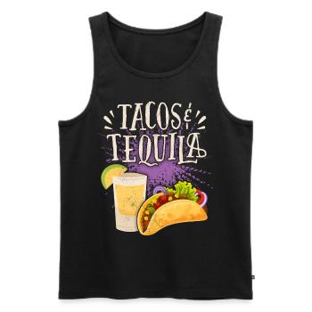 Tacos, Spruch mit Tequila-Drink Mexikanische Küche - Männer Premium Bio Tank Top - Schwarz - Vorne - AI Model Male 178 light (178cm)