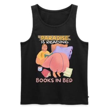 Book, Reading Books in Bed, Bookworm Boho Style - Men's Premium Organic Tank Top - black - Front - AI Model Male 178 light (178cm)