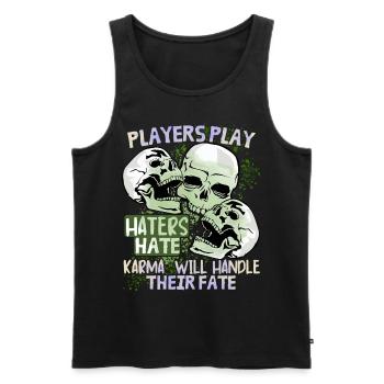 Comic Totenkopf Skull lustiger Schicksal-Spruch - Männer Premium Bio Tank Top - Schwarz - Vorne - AI Model Male 178 light (178cm)