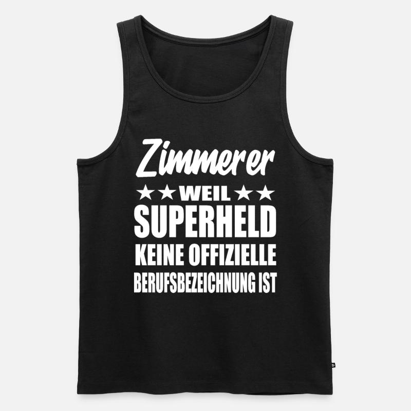 Zimmerer Superheld Spruch - Männer Premium Bio Tank Top - Schwarz