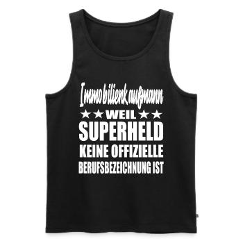 Immobilienkaufmann Superheld Spruch - Männer Premium Bio Tank Top - Schwarz - Vorne - Michal (187cm)
