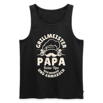 Grillmeister Papa Lustiges Grill-Design für Väter - Männer Premium Bio Tank Top - Schwarz - Vorne - AI Model Male 178 light (178cm)