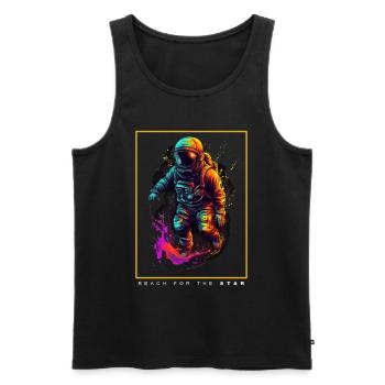 Astronaute abstrait coloré dans un cadeau spatial - Débardeur bio Premium Homme - noir - Devant - Michal (187cm)