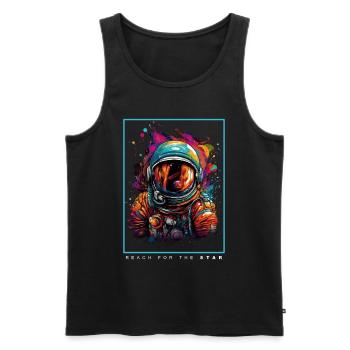 Vêtements d’astronaute de sortie dans l’espace - Débardeur bio Premium Homme - noir - Devant - Michal (187cm)