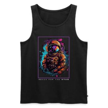 Astronaute abstrait coloré dans un cadeau spatial - Débardeur bio Premium Homme - noir - Devant - Michal (187cm)