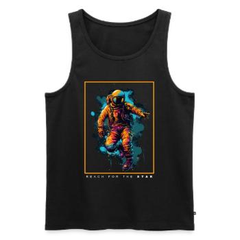 Astronaute abstrait coloré dans un cadeau spatial - Débardeur bio Premium Homme - noir - Devant - Michal (187cm)