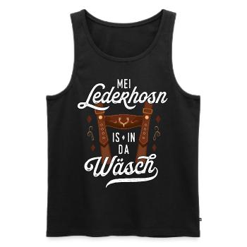 Mei Lederhose T-Shirt Herren Trachtenshirt Tracht - Männer Premium Bio Tank Top - Schwarz - Vorne - Michal (187cm)
