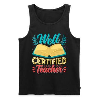 Well Teacher Design Hommes Femmes - Débardeur bio Premium Homme - noir - Devant - AI Model Male 178 light (178cm)
