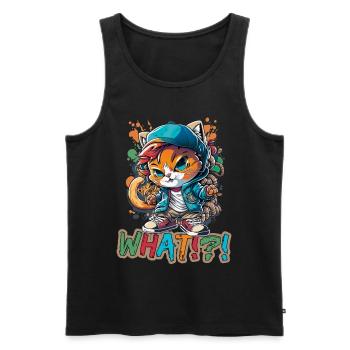 Streetstyle Katze Graffiti What Streetart - Männer Premium Bio Tank Top - Schwarz - Vorne - AI Model Male 178 light (178cm)