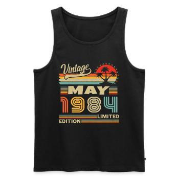 May 1984 Vintage Born in May 1984 Anniversary - Men's Premium Organic Tank Top - black - Front - Michal (187cm)