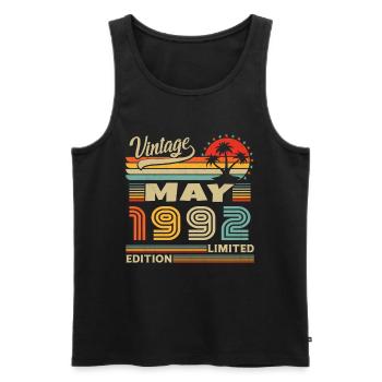 May 1992 Vintage Born in May 1992 Anniversary - Men's Premium Organic Tank Top - black - Front - Michal (187cm)