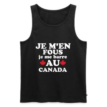 J'men fous je me barre au canada - Débardeur bio Premium Homme - noir - Devant - AI Model Male 178 light (178cm)