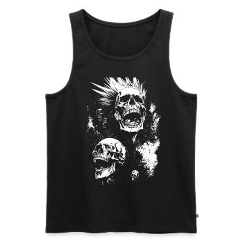 Anarchy Fan Skull avec Mohawk Crazy Antisocial Pu - Débardeur bio Premium Homme - noir - Devant - Michal (187cm)