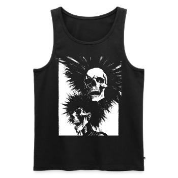 Horror Fan Totenkopf mit Irokesenschnitt Verrückter Punkrocker Wortspiel - Männer Premium Bio Tank Top - Schwarz - Vorne - Michal (187cm)