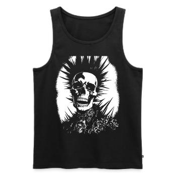 Anarchy Fan Schädel mit Irokesenschnitt Verrückt Asozial Pu - Männer Premium Bio Tank Top - Schwarz - Vorne - Michal (187cm)