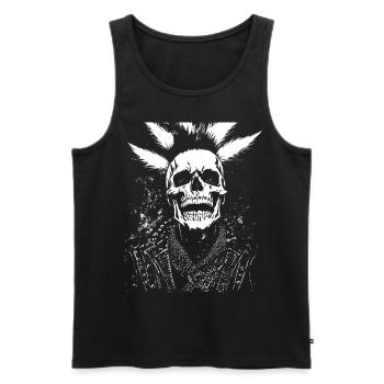 Anarchy Fan Schädel mit Irokesenschnitt Verrückt Asozial Pu - Männer Premium Bio Tank Top - Schwarz - Vorne - Michal (187cm)