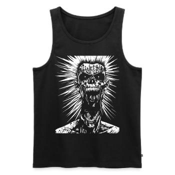 Horror Fan Totenkopf mit Irokesenschnitt Verrückter Punkrocker Wortspiel - Männer Premium Bio Tank Top - Schwarz - Vorne - Michal (187cm)