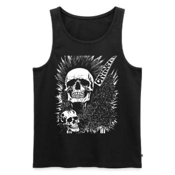 Horror Fan Skull with Mohawk Crazy Punkrocker Pun - Men's Premium Organic Tank Top - black - Front - Michal (187cm)