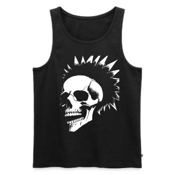 Crâne de fan d’horreur avec jeu de mots Mohawk Crazy Punkrocker - Débardeur bio Premium Homme - noir - Devant - Michal (187cm)