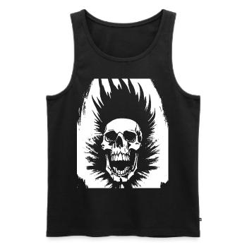 Crâne de fan d’horreur avec jeu de mots Mohawk Crazy Punkrocker - Débardeur bio Premium Homme - noir - Devant - Michal (187cm)