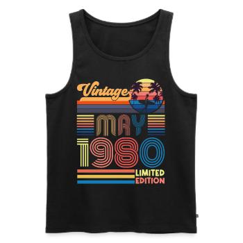 Geboren Mai 1980 Geburtstagsgeschenk Mai 1980, MAI, Mai - Männer Premium Bio Tank Top - Schwarz - Vorne - Michal (187cm)