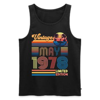 Geboren Mai 1978 Geburtstagsgeschenk Mai 1978, MAI, Mai - Männer Premium Bio Tank Top - Schwarz - Vorne - Michal (187cm)