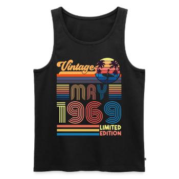 Né Mai 1969 Cadeau Anniversaire Mai 1969, MAY, May - Débardeur bio Premium Homme - noir - Devant - Michal (187cm)