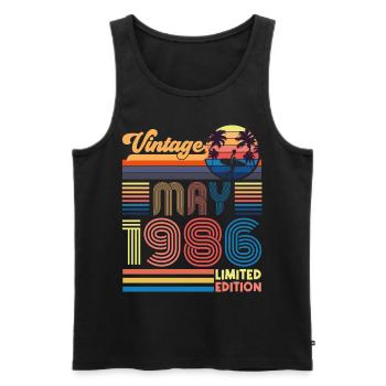 Geboren Mai 1986, Geburtstagsgeschenk Mai 1986, MAI Mai - Männer Premium Bio Tank Top - Schwarz - Vorne - Michal (187cm)