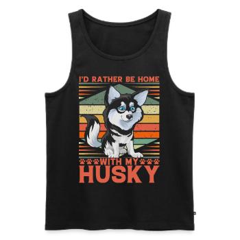 Je préfère être à la maison avec mon Husky - Débardeur bio Premium Homme - noir - Devant - Michal (187cm)