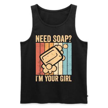 Funny soap making soap maker - Men's Premium Organic Tank Top - black - Front - AI Model Male 178 light (178cm)
