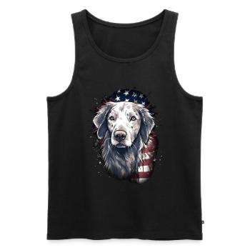 Chien Drapeau américain d’un fier amoureux des chiens - Débardeur bio Premium Homme - noir - Devant - AI Model Male 178 light (178cm)
