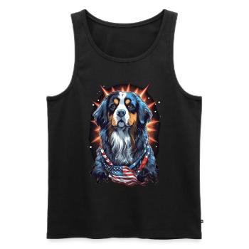 Chien Drapeau américain d’un fier amoureux des chiens - Débardeur bio Premium Homme - noir - Devant - AI Model Male 178 light (178cm)