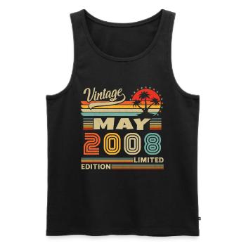 May 2008 Vintage Born in May 2008 Anniversary - Men's Premium Organic Tank Top - black - Front - AI Model Male 178 light (178cm)