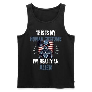 USA Flag Alien Gift America Alien - Men's Premium Organic Tank Top - black - Front - Michal (187cm)