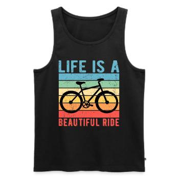 La vie cycliste à vélo est une belle balade - Débardeur bio Premium Homme - noir - Devant - Michal (187cm)