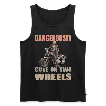 Dangerously On Two Wheels Motorradfaherin - Männer Premium Bio Tank Top - Schwarz - Vorne - Michal (187cm)