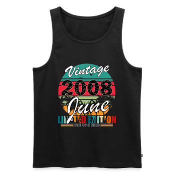 Birthday June 2008 born in June 2008 - Men's Premium Organic Tank Top - black - Front - AI Model Male 178 light (178cm)