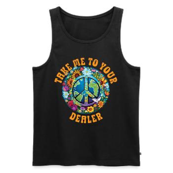 Hippie Peace Sign Peace Flowers Flower Child - Men's Premium Organic Tank Top - black - Front - Michal (187cm)