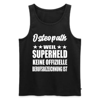 Osteopath Superheld Spruch - Männer Premium Bio Tank Top - Schwarz - Vorne - AI Model Male 178 light (178cm)