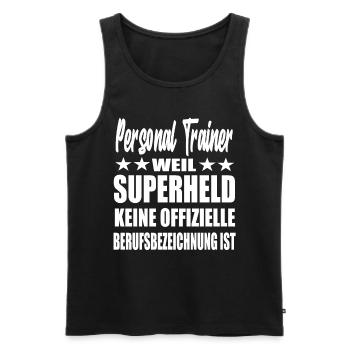 Personal Trainer Superheld Spruch - Männer Premium Bio Tank Top - Schwarz - Vorne - Michal (187cm)