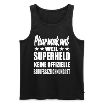 Pharmakant Superheld Spruch - Männer Premium Bio Tank Top - Schwarz - Vorne - Michal (187cm)